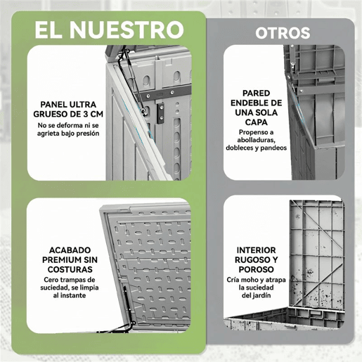 Outsunny Armário Exterior de HDPE 940L com Tampa Dobrável e 2 Portas, Fecho para Armazenamento de Ferramentas 142x67x119 cm Cinzento Claro