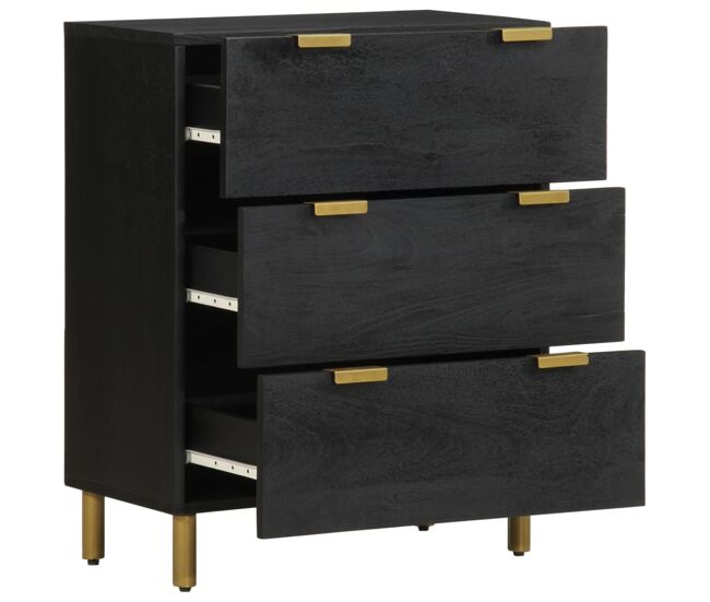 Aparador - mueble de almacenamiento de madera de ingeniería negro 60x33x75 cm es3535