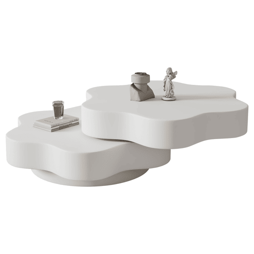 Mesa de centro giratória curva de mdf,branco