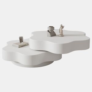 Mesa de centro giratória curva de mdf,branco