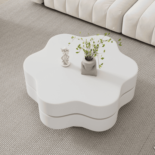 Mesa de centro giratória curva de mdf,branco