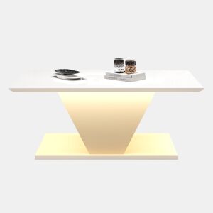 Mesa de centro retangular de painel de partículas com luz led,branco
