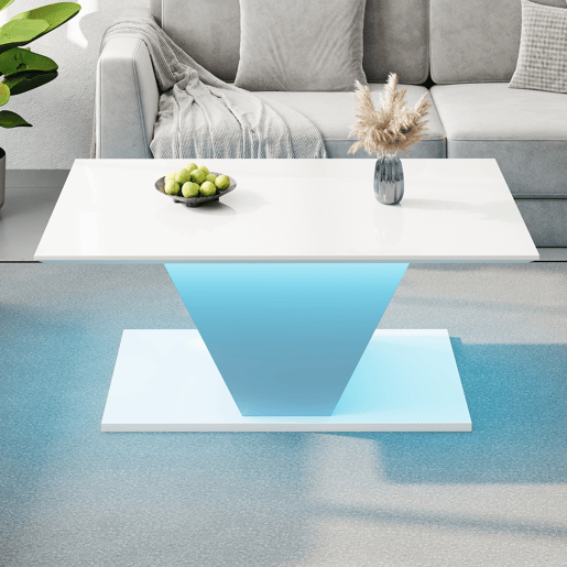 Mesa de centro retangular de painel de partÃculas com luz led,branco Mesa de centro retangular de painel de partÃculas com luz led,branco