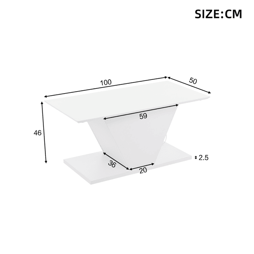 Mesa de centro retangular de painel de partÃculas com luz led,branco Mesa de centro retangular de painel de partÃculas com luz led,branco