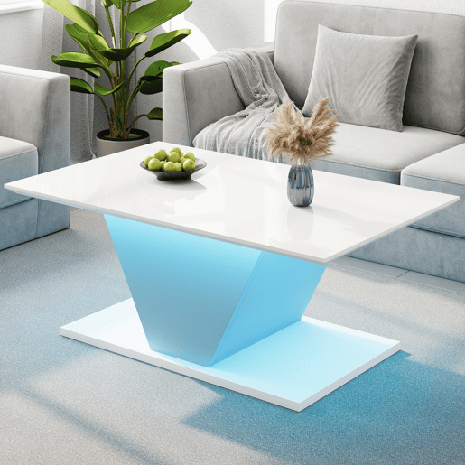 Mesa de centro retangular de painel de partÃculas com luz led,branco Mesa de centro retangular de painel de partÃculas com luz led,branco