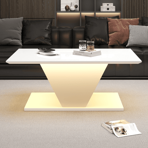 Mesa de centro retangular de painel de partÃculas com luz led,branco Mesa de centro retangular de painel de partÃculas com luz led,branco