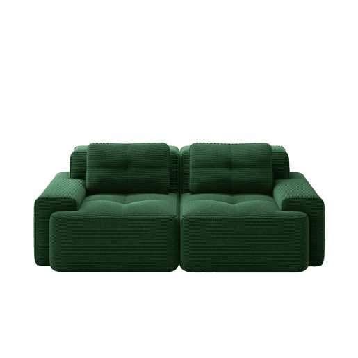 Sofá modular sem estrutura - 2 lugares, moderno, assento profundo, veludo cotelê, cama - Verde