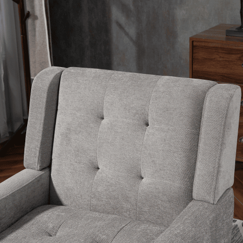 Conjunto de poltronas decorativas 1+2 lugares - espuma de alta densidade, pernas de madeira - cinza claro