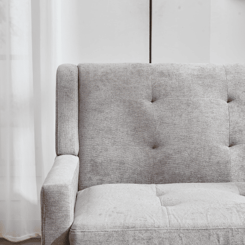 Conjunto de poltronas decorativas 1+2 lugares - espuma de alta densidade, pernas de madeira - cinza claro