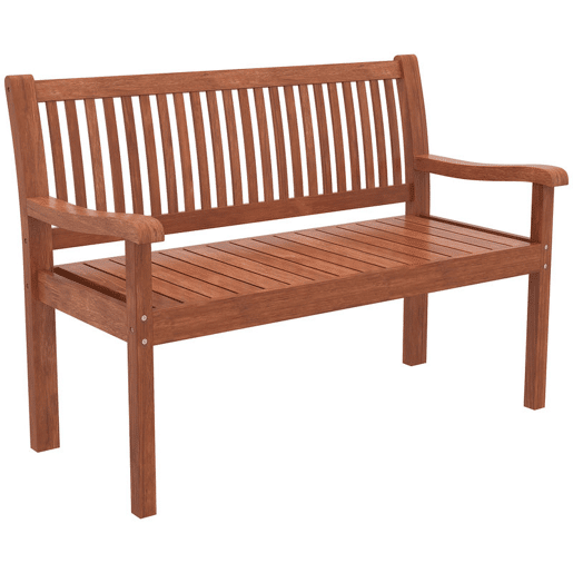Outsunny Banco de Jardim em Madeira Banco de Exterior de 2 Lugares com Capa Impermeável Encosto Ergonómico Apoios de Braços Suporta até 240 kg para Pátio Terraço 125x62x90 cm Castanho Claro
