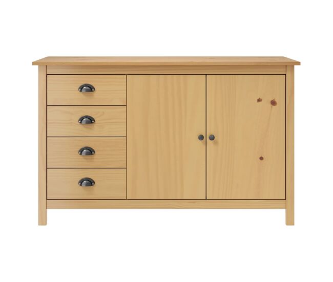 Aparador - mueble de almacenamiento madera maciza pino marrón miel 130x40x80 cm es4122