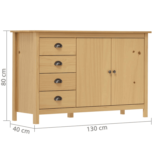 Aparador - Bufete - Móvei de apoio Hill 130x40x80 cm pinho maciço castanho mel pt4122 Aparador - Bufete - Móvei de apoio Hill 130x40x80 cm pinho maciço castanho mel pt4122