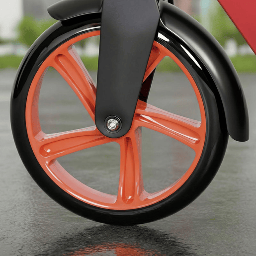 HOMCOM Trotinete Dobrável para Adultos e Crianças a partir de 14 Anos com Guiador Ajustável, Rodas Grandes de 200 mm, Amortecimento e Travão, Carga Máxima de 100 kg, 91,5x36,5x91-104 cm, Vermelho