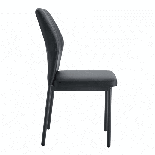 Conjunto de 4 cadeiras para sala de jantar - Encosto em PU preto com padrão vertical + pernas metálicas pretas - Cor preta