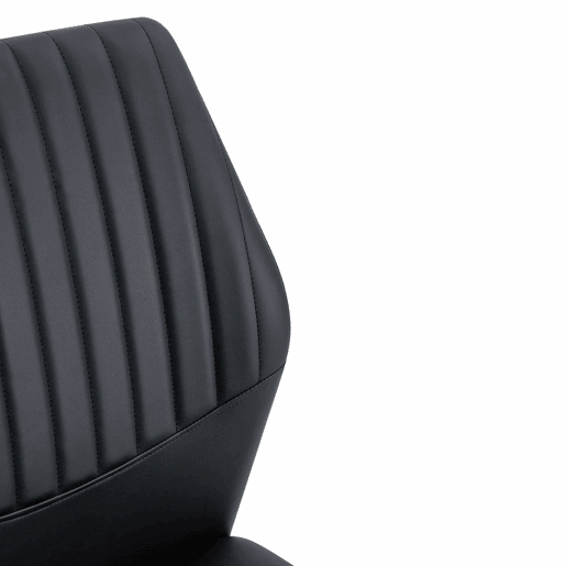 Conjunto de 4 cadeiras para sala de jantar - Encosto em PU preto com padrão vertical + pernas metálicas pretas - Cor preta