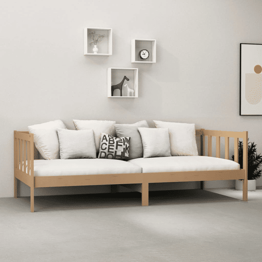 Sofá-cama, Sofá conversível com colchão 90x200 cm pinho maciço castanho mel