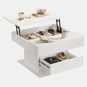 Mesa de centro elevável quadrada de painel de partículas,branco