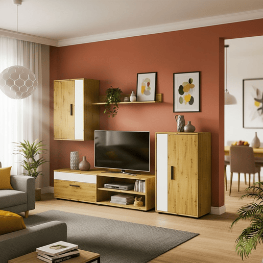 Salón Lunet en medida 190 cm Blanco Artik (Blanco Mate) - Alpino 140 x 36,2 x 35 cm