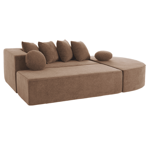 Sofá modular de 5 lugares - moderno, confortável, tecido chenille castanho - sem montagem Sofá modular de 5 lugares - moderno, confortável, tecido chenille castanho - sem montagem