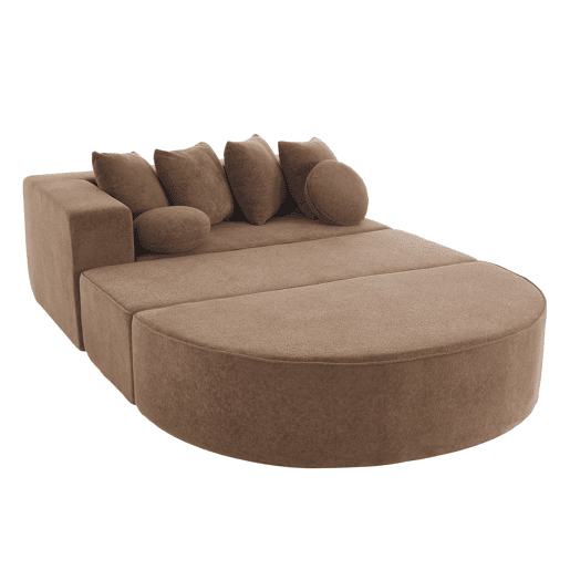 Sofá modular de 5 lugares - moderno, confortável, tecido chenille castanho - sem montagem Sofá modular de 5 lugares - moderno, confortável, tecido chenille castanho - sem montagem
