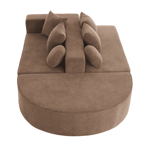 Sofá modular de 5 lugares - moderno, confortável, tecido chenille castanho - sem montagem Sofá modular de 5 lugares - moderno, confortável, tecido chenille castanho - sem montagem