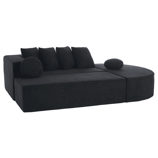 Sofá modular de 5 lugares - moderno, chenille confortável, sem montagem - preto