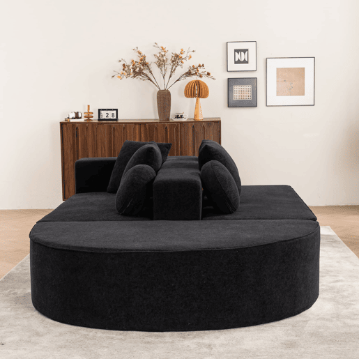 Sofá modular de 5 lugares - moderno, chenille confortável, sem montagem - preto