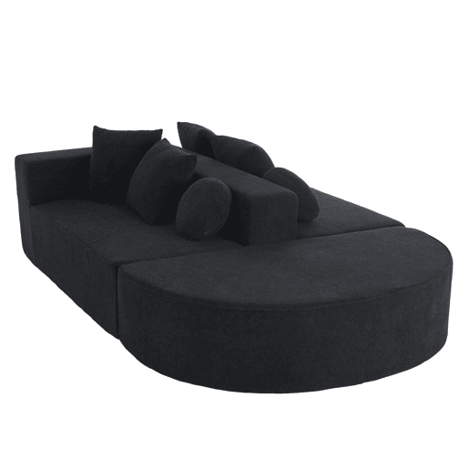 Sofá modular de 5 lugares - moderno, chenille confortável, sem montagem - preto