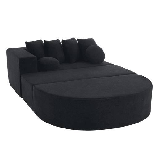 Sofá modular de 5 lugares - moderno, chenille confortável, sem montagem - preto