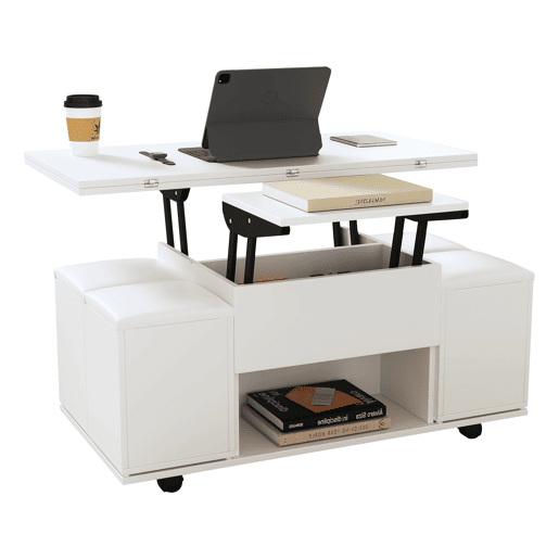 Mesa de centro elevável retangular de painel de partículas,branco Mesa de centro elevável retangular de painel de partículas,branco