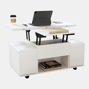 Mesa de centro elevável retangular de painel de partículas,branco