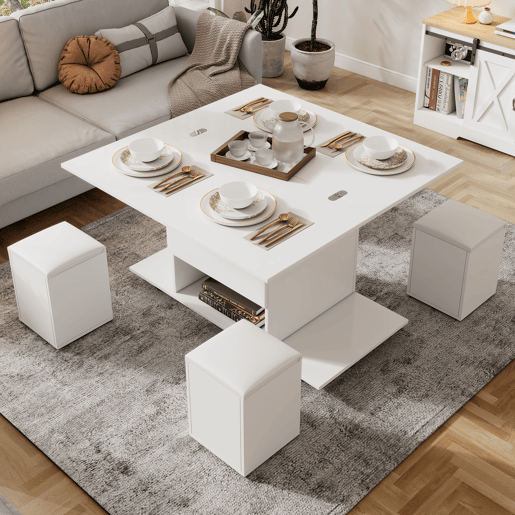 Mesa de centro elevável retangular de painel de partículas,branco Mesa de centro elevável retangular de painel de partículas,branco