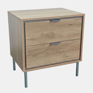 Mesa de cabeceira Sforza com 2 gavetas, carvalho natural, 53x56x40 cm