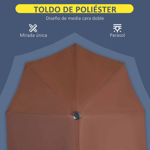 Outsunny Chapéu de Sol de Parede para Jardim 200x190x240 cm Parasol de Terraço com Manivela Poste de Aço e Base Cruzada Anti-UV para Terraço Varanda Castanho