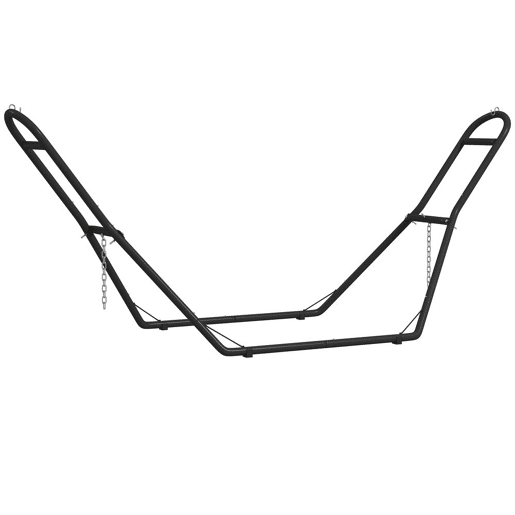 Outsunny Suporte de Rede para 2-3 Pessoas, 278 cm, Corrente Ajustável, Estrutura de Aço, Ganchos em S, Pés Antiderrapantes, Redes 2,75-4 m, Capacidade 150 kg, Preto