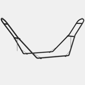 Outsunny Suporte de Rede para 2-3 Pessoas, 278 cm, Corrente AjustƔvel, Estrutura de AƧo, Ganchos em S, PƩs Antiderrapantes, Redes 2,75-4 m, Capacidade 150 kg, Preto