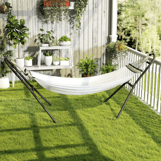 Outsunny Suporte de Rede para 2-3 Pessoas, 278 cm, Corrente Ajustável, Estrutura de Aço, Ganchos em S, Pés Antiderrapantes, Redes 2,75-4 m, Capacidade 150 kg, Preto