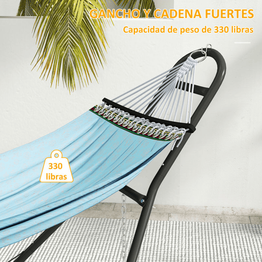 Outsunny Suporte de Rede para 2-3 Pessoas, 278 cm, Corrente Ajustável, Estrutura de Aço, Ganchos em S, Pés Antiderrapantes, Redes 2,75-4 m, Capacidade 150 kg, Preto