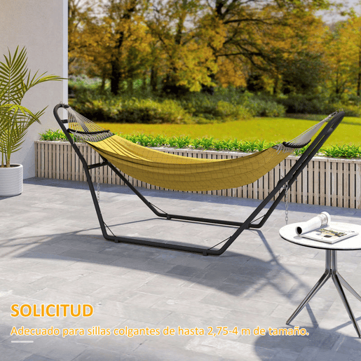 Outsunny Suporte de Rede para 2-3 Pessoas, 278 cm, Corrente Ajustável, Estrutura de Aço, Ganchos em S, Pés Antiderrapantes, Redes 2,75-4 m, Capacidade 150 kg, Preto