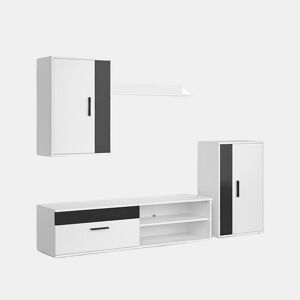 Salón Lunet en medida 190 cm Blanco Artik (Blanco Mate) - Negro 140 x 36,2 x 35 cm