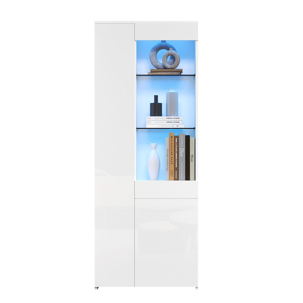 Vitrina con 2 puertas y 1 cajón