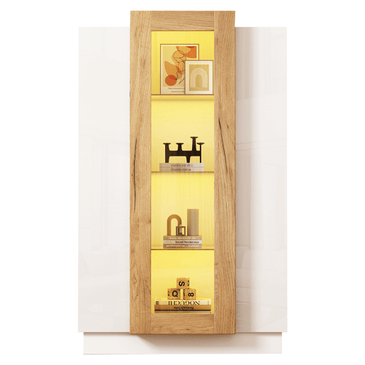 Vitrine de painel de partÃculas com 1 porta e luz led,branco+natural Vitrine de painel de partÃculas com 1 porta e luz led,branco+natural