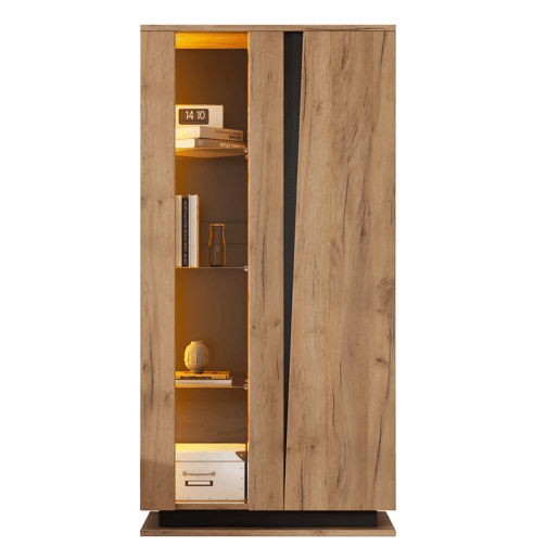 Vitrine de painel de partículas com 2 portas e luz led,natural