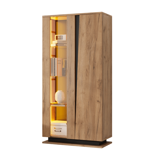 Vitrine de painel de partículas com 2 portas e luz led,natural
