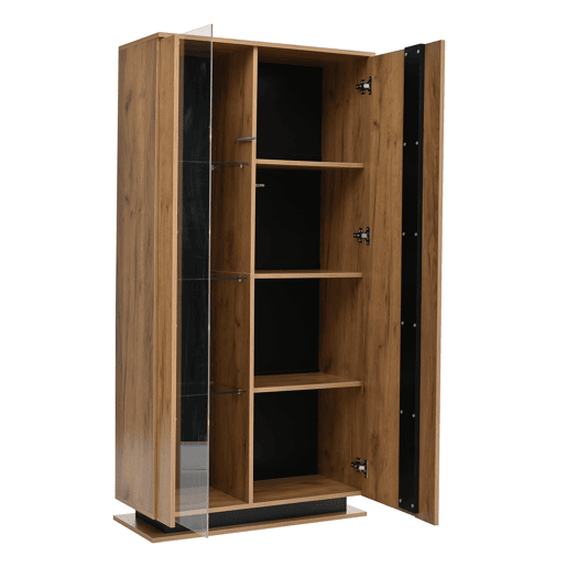 Vitrine de painel de partículas com 2 portas e luz led,natural
