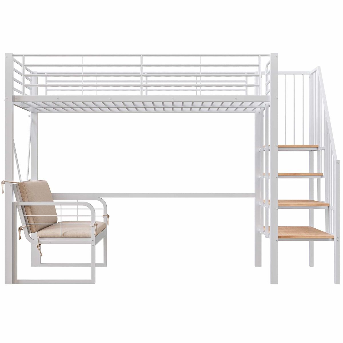 Cama alta para niños 95x251 Blanco
