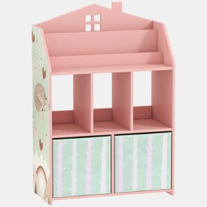 AIYAPLAY Estante Infantil Rosa com Gavetas de Tecido e Design de Raposas para Brinquedos e Livros