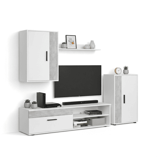 Salón Lunet en medida 190 cm Blanco - Microcemento 140 x 36,2 x 35 cm
