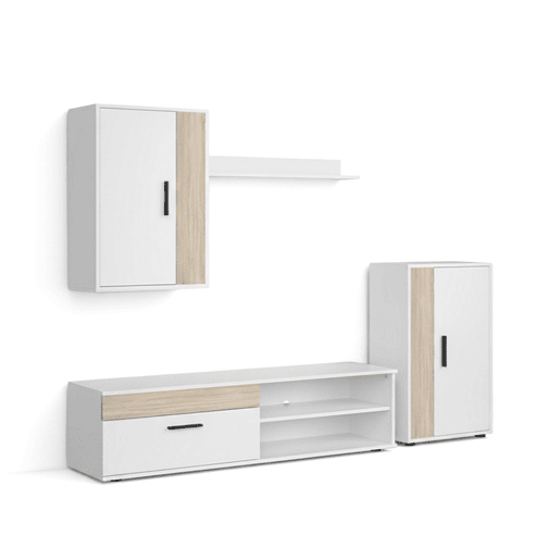 Salón Lunet en medida 190 cm Artik White (Branco mate) - Carvalho canadiano 140 x 36,2 x 35 cm