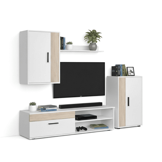 Salón Lunet en medida 190 cm Artik White (Branco mate) - Carvalho canadiano 140 x 36,2 x 35 cm